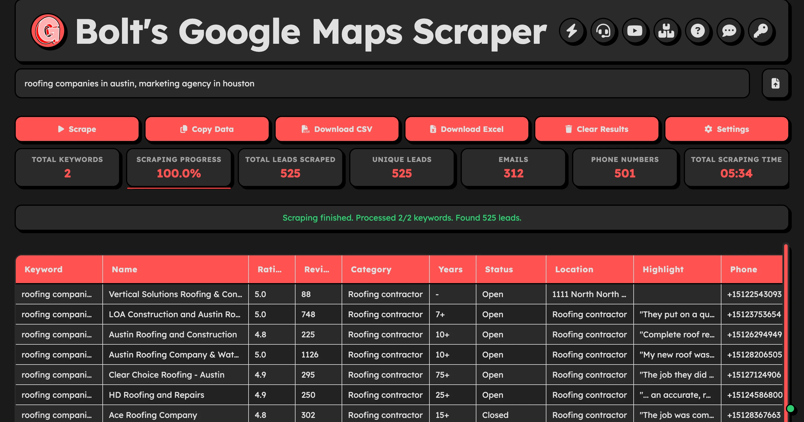 Review and Export Results