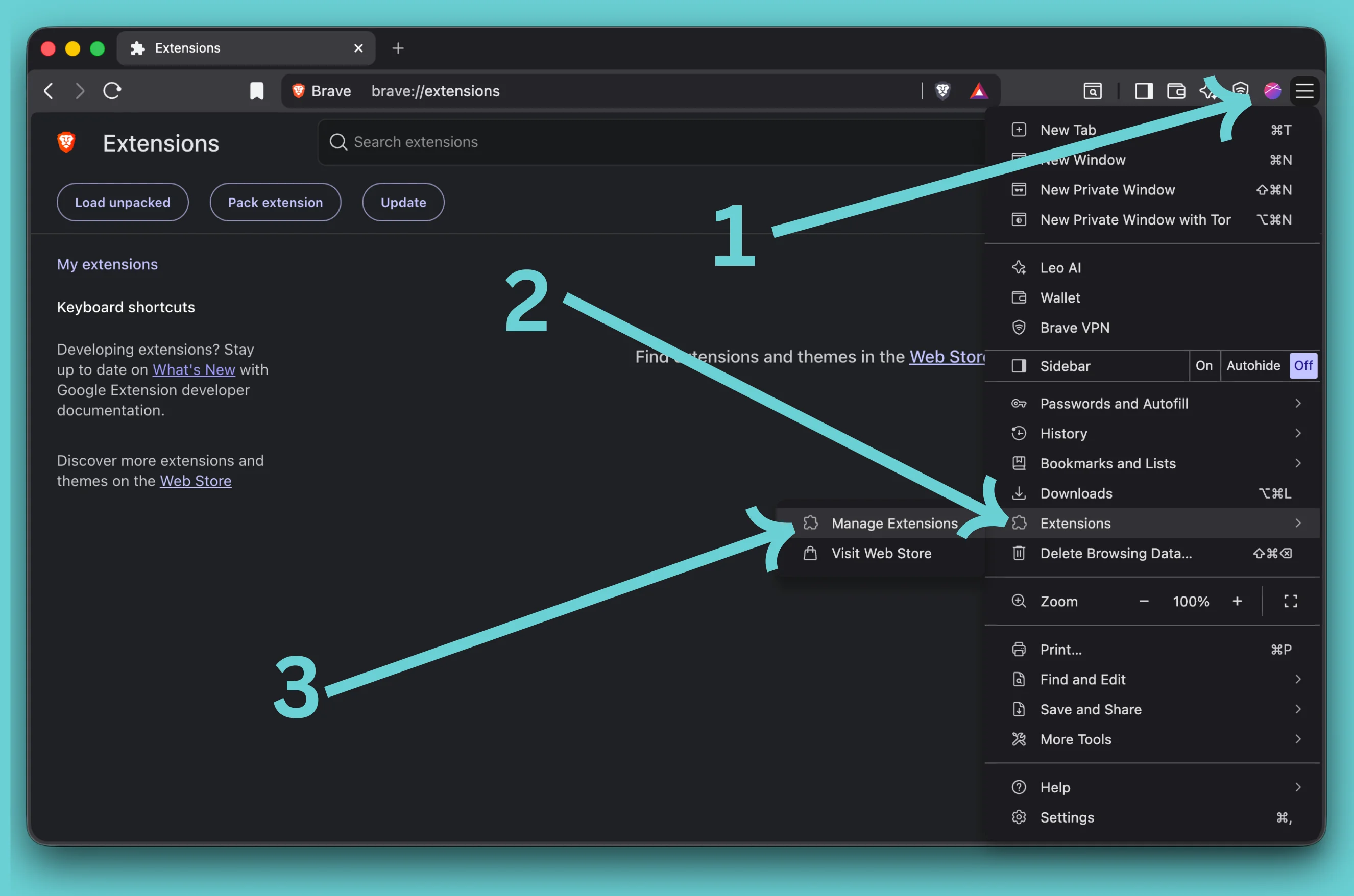 Open browser extensions